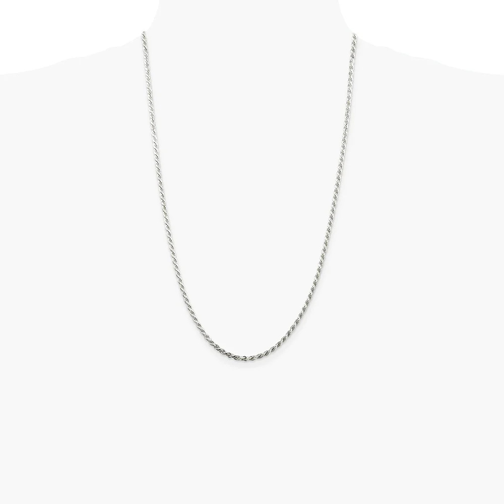 Sterling Silver 2.75mm Diamond-Cut Rope Chain Necklace 16″-36″