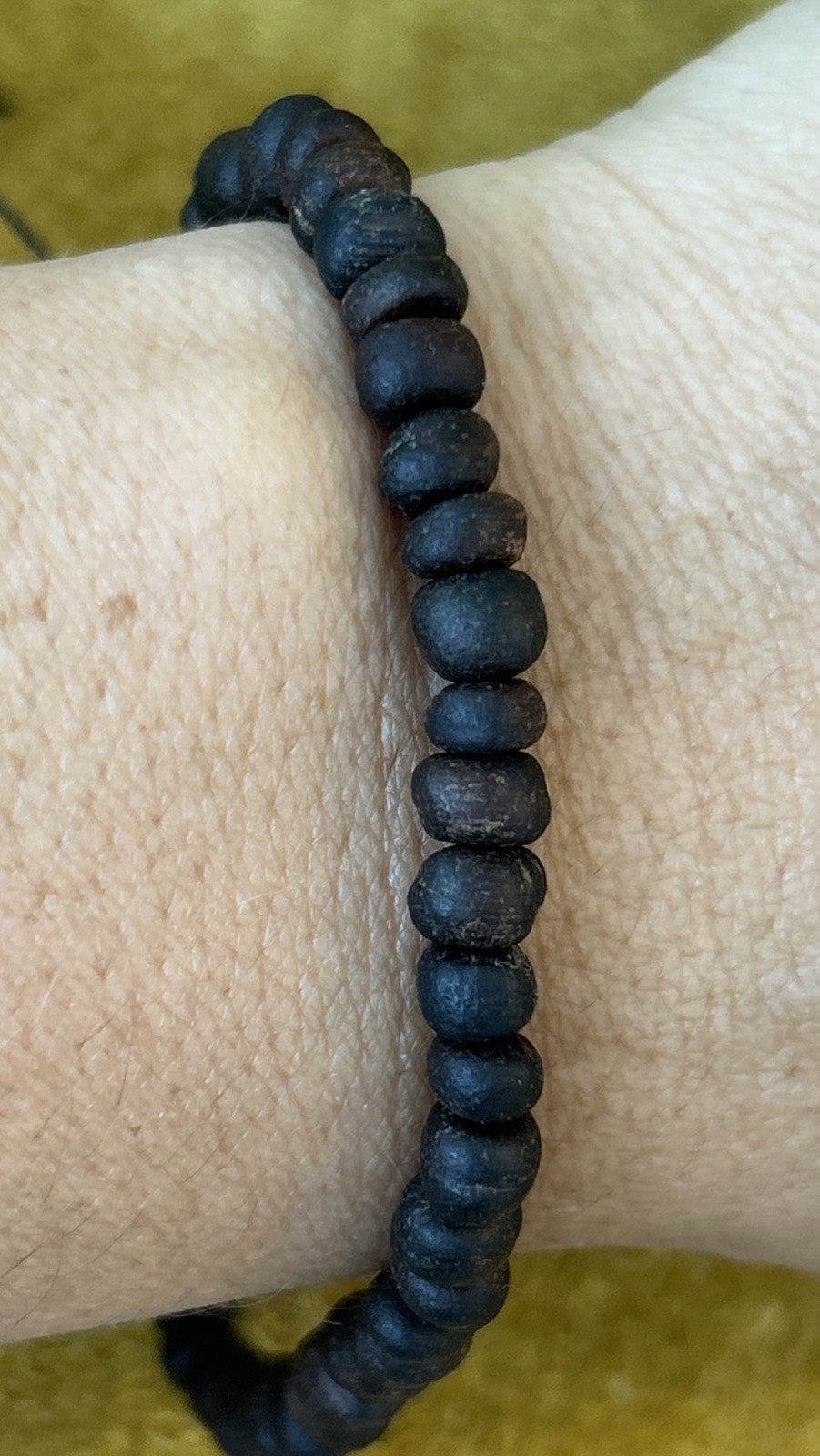 Handmade Rustic Black Walnut Wood Bead Bracelet 8” NEW Handmade Wood Bead
