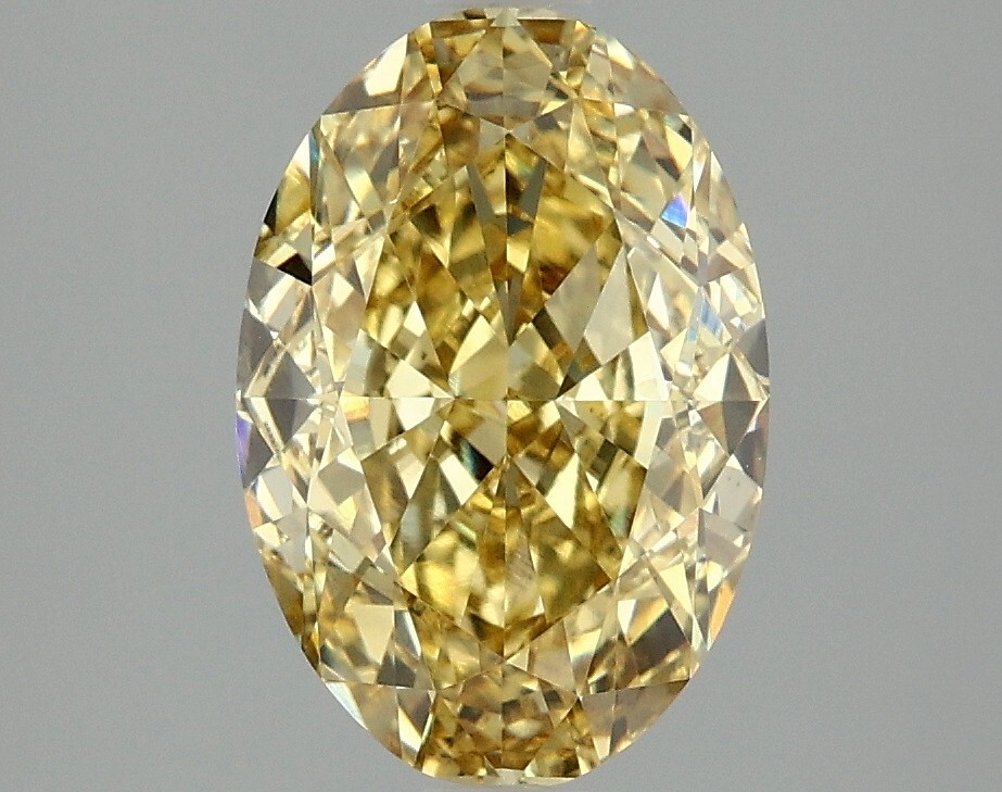 Lab Grown Oval 3.03 Cts Fancy Intense Yellow VS1 IGI Certified CVD Diamond