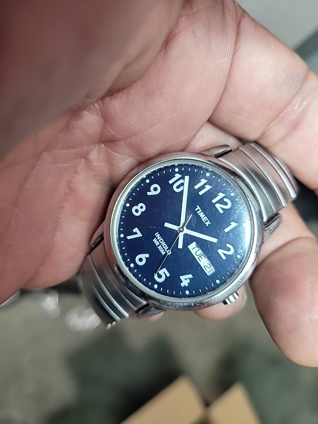 Timex Indiglo Men’s Navy Blue Dial Stainless Case & Flex Bracelet (NJL028081)