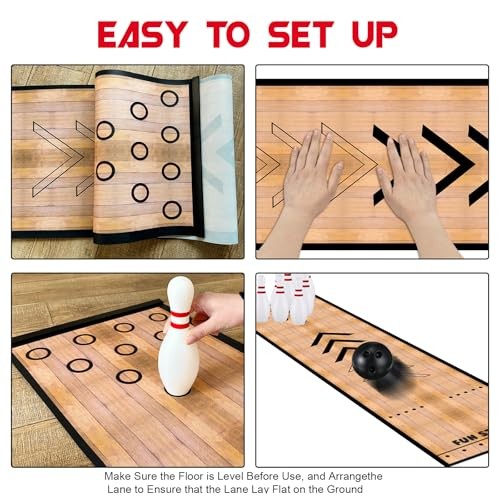 Mini Bowling Set Indoor Outdoor Indoor Bowling Set with Guide Arrow Mat Cassic