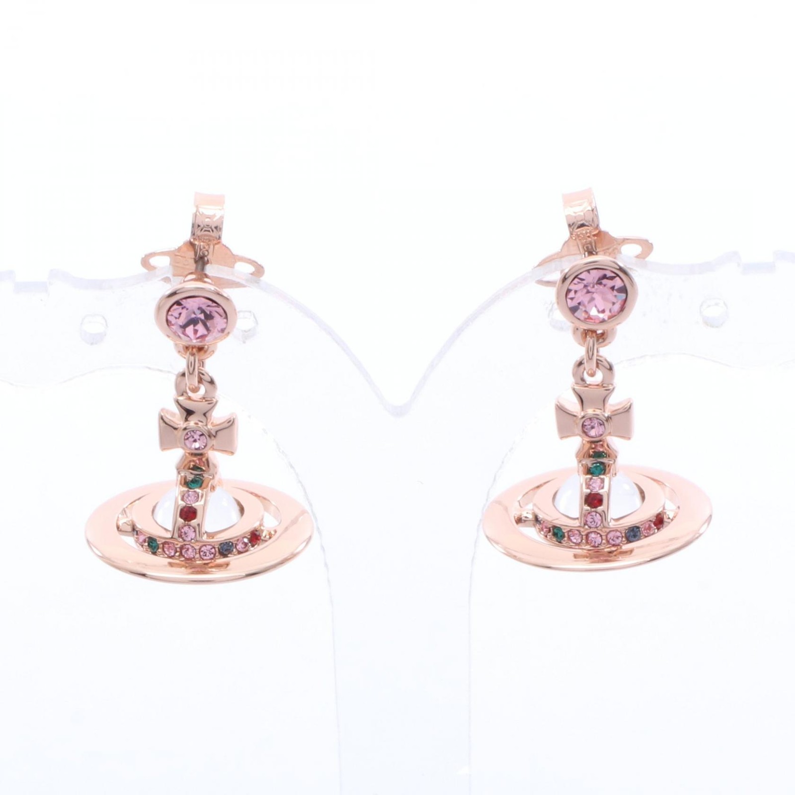Vivienne Westwood NEW PETITE ORB Pierced earrings Gold Plated Rhinestone NEW