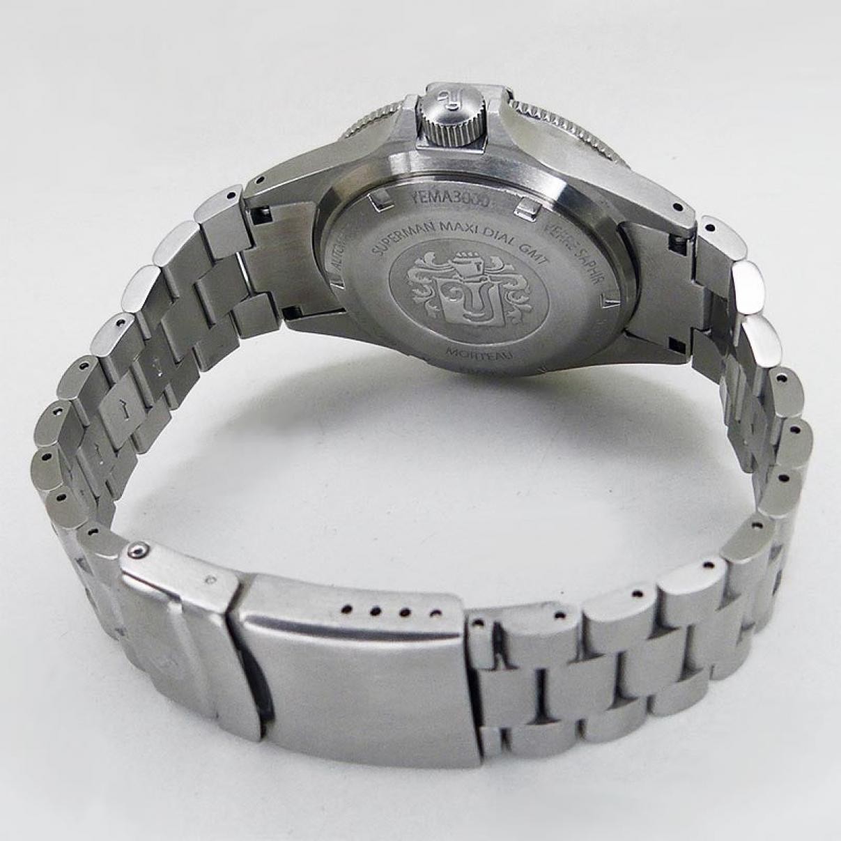 YEMA Watch YGMT21B39-CMS Superman World Time GMT Coke Black dial SS 39mm Mens