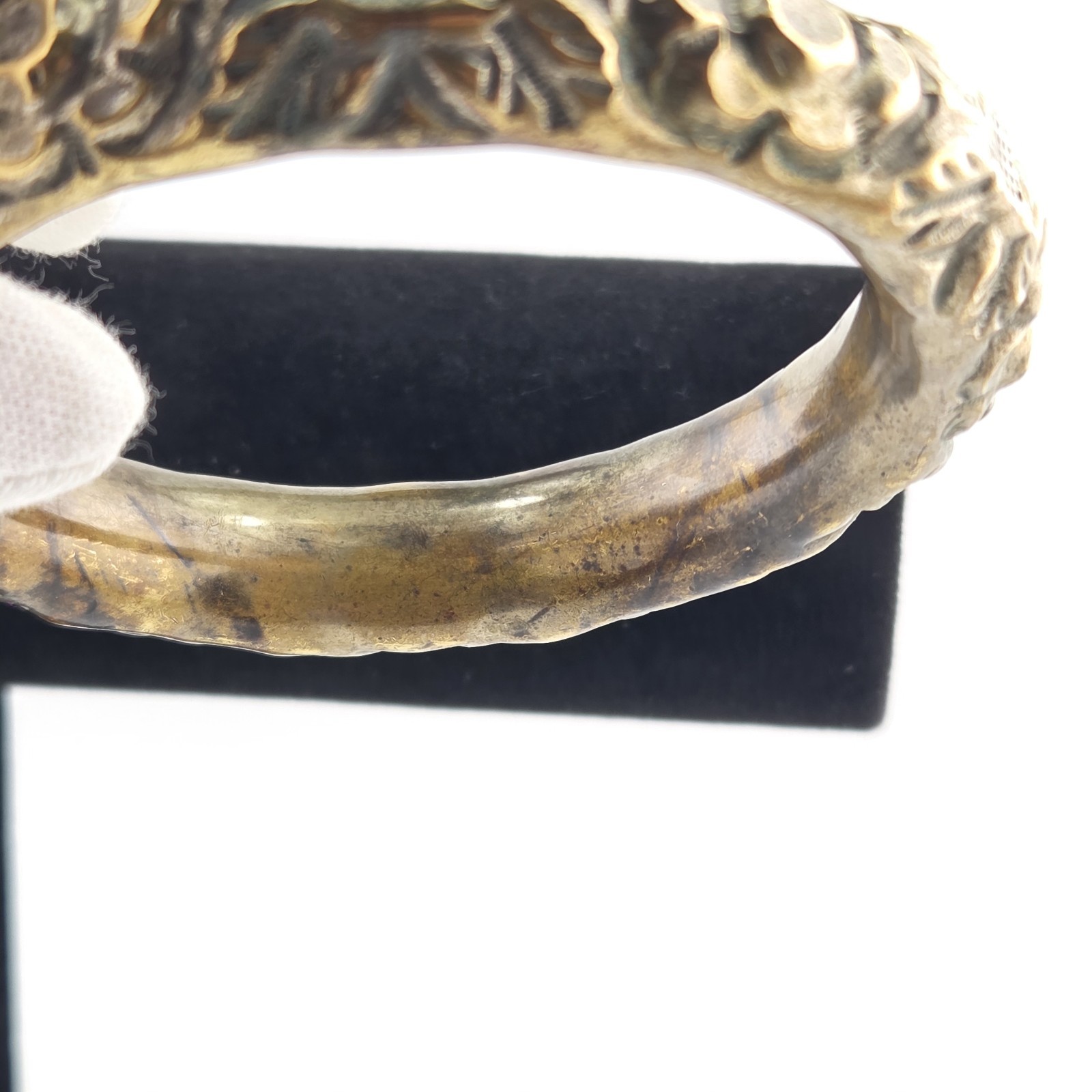 Vtg Brass Bangle Hollow Jingle Bracelet Chinese Wedding Size 8