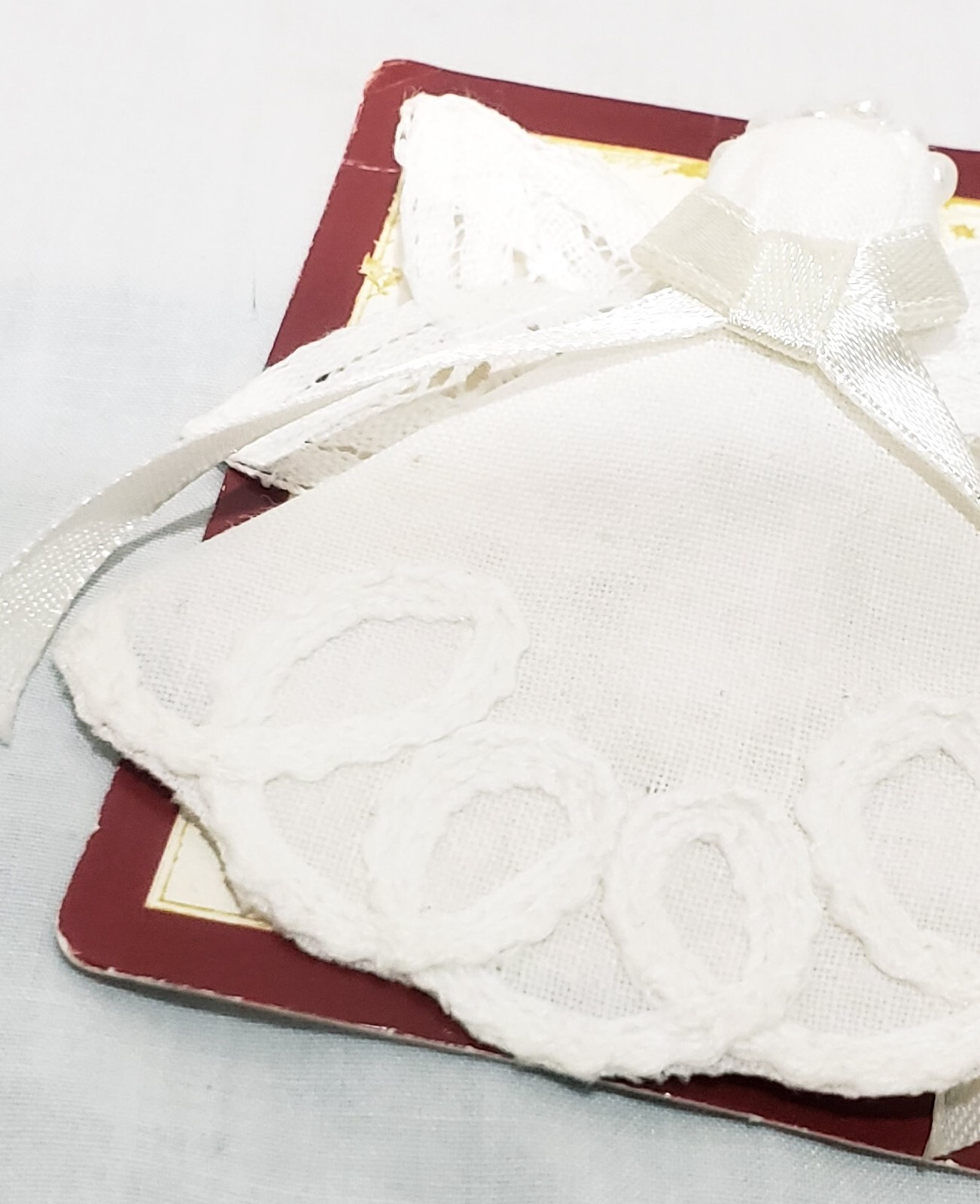 Lace Angel White Fabric Fashion Brooch 3″ Golden Treasures