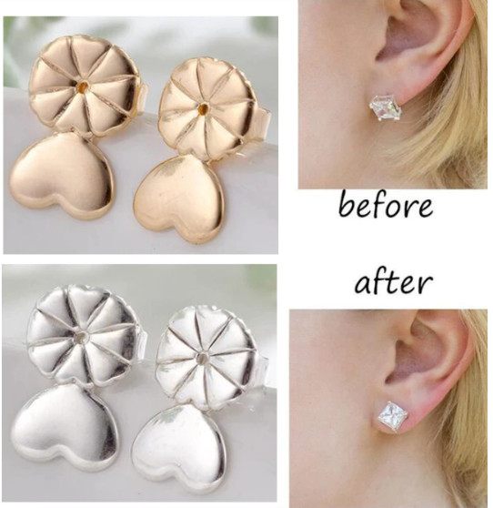 1 Pair Earring Lifters Silver Women Earring Backs for Droopy Ears Hypoallergenic