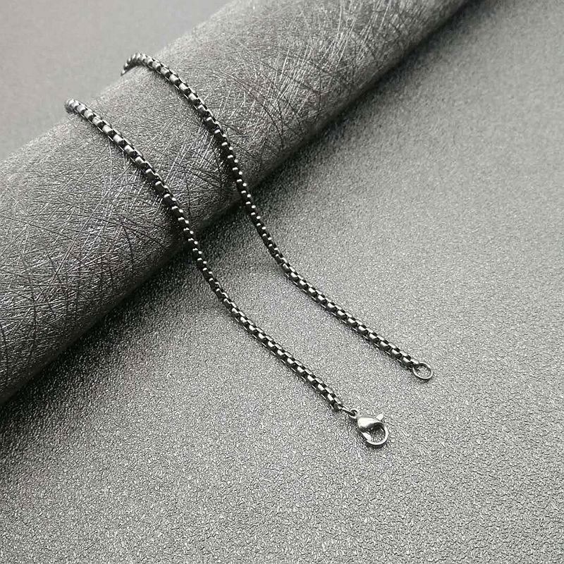 Pure Titanium 3mm Width Square Box Chain Anti-allergy Ultralight Necklace Unisex