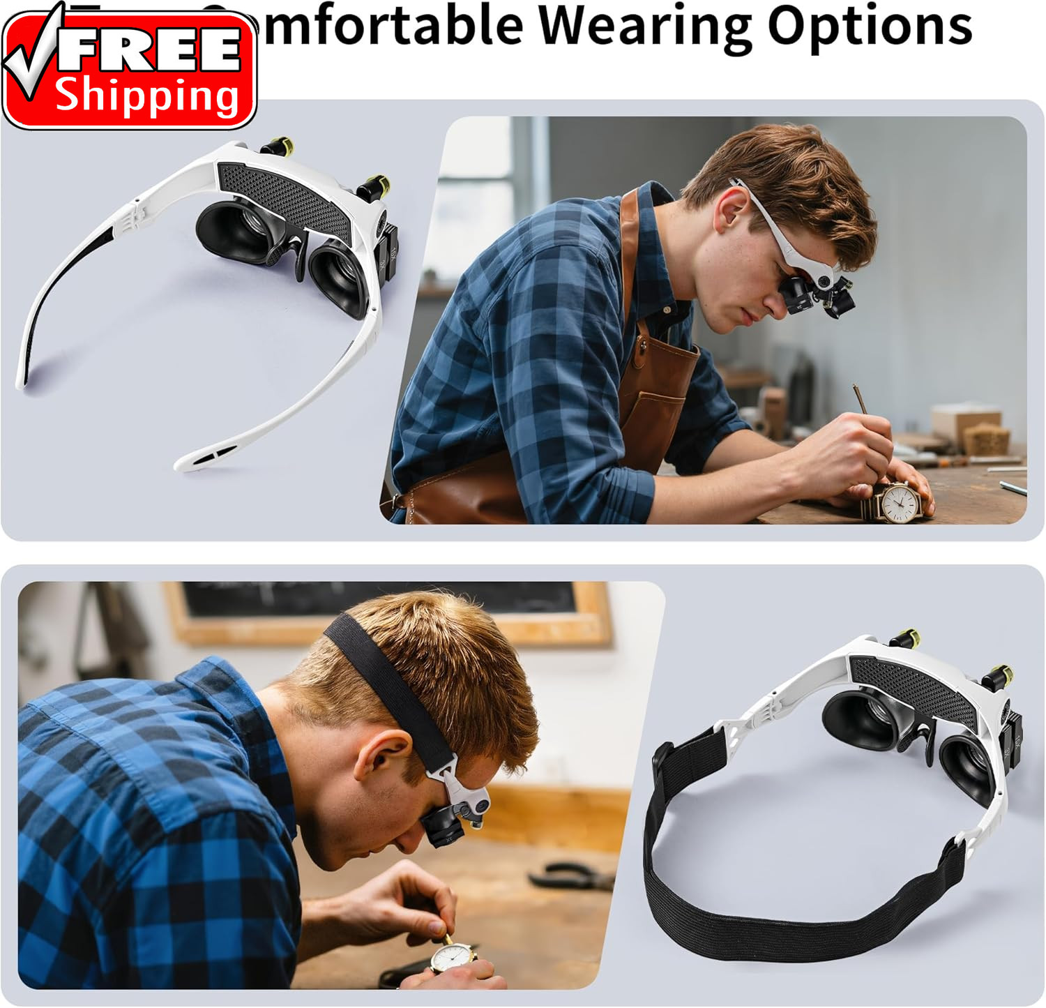 Magnifying Glasses with LED Light, Hands Free Magnifier with 14 Interchangeable