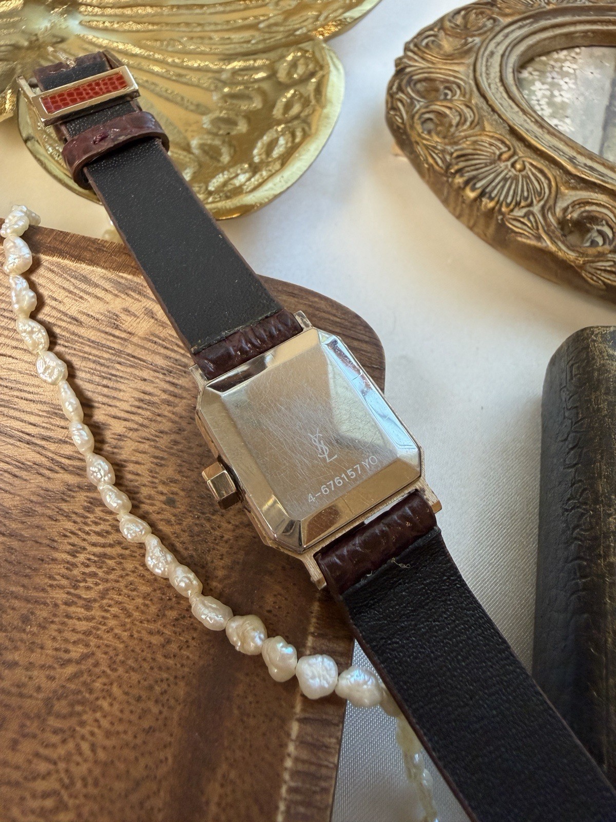YSL SUPER RARE VINTAGE RED WATCH LEATHER STRAP