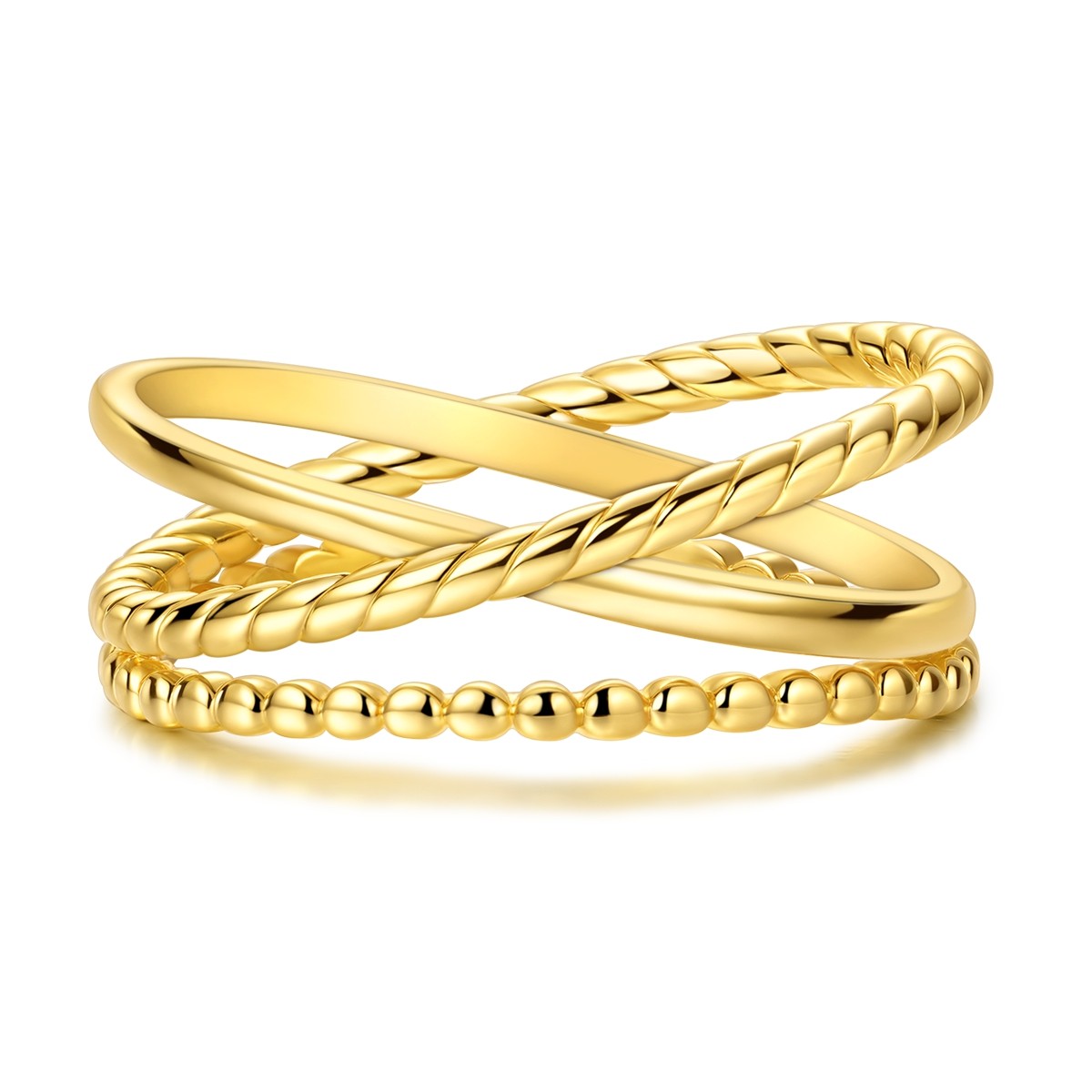 LAZA Twisted 925 Sterling Silver Ring AAA CZ Cross Design Band Gift for Her