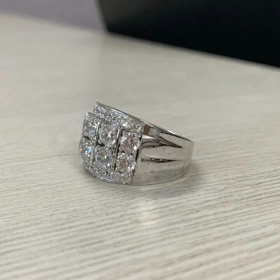 2.50 Ct Round Cut Lab Created Diamond Cluster Wedding Ring 14K White Gold Plated