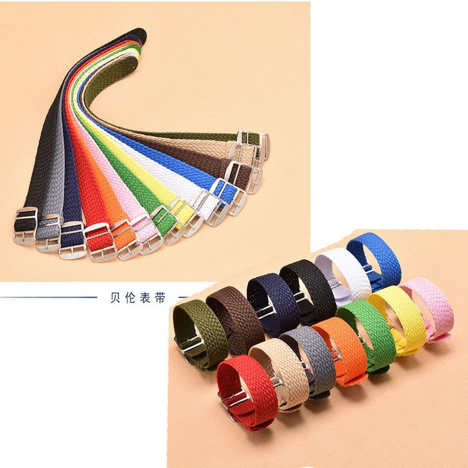 No-hole Nylon Strap 14mm 16 18 20 22mm Wristband Weave Fabric Canvas Watch Band