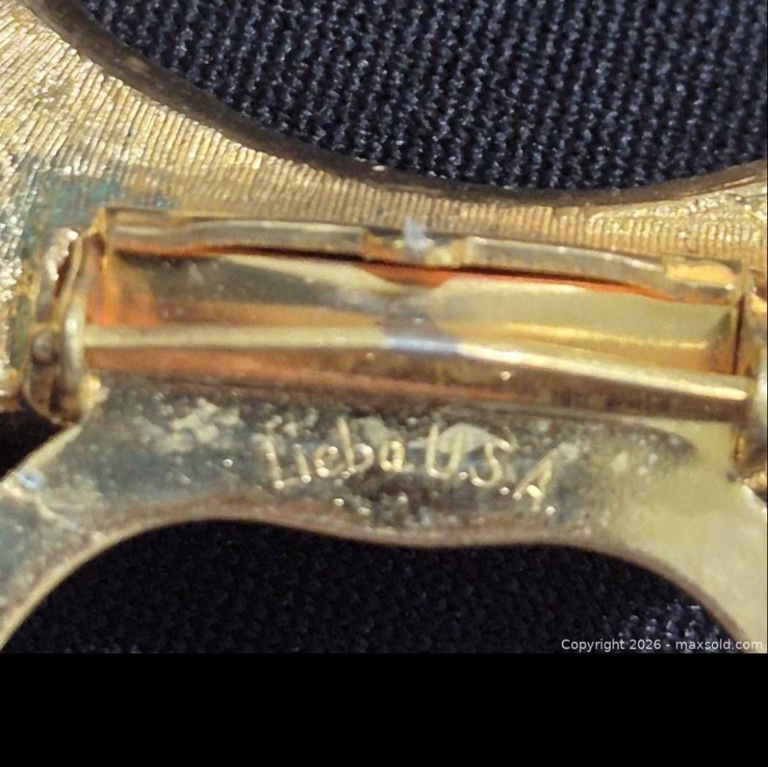 Vintage Gold Tone Jewelry Lot 6pc Danecraft Cat Lieba Scarf Clip Enamel Lizard