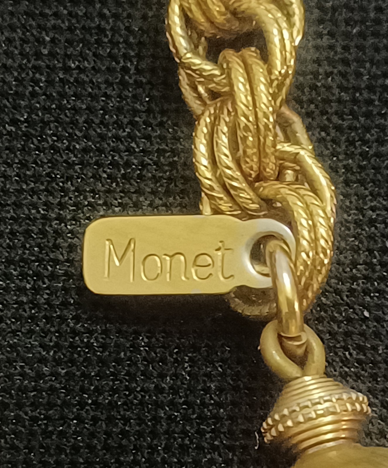 VTG 1961 Monet Bolero Gold Tone Lariat Necklace The Master Jewelers Book Piece