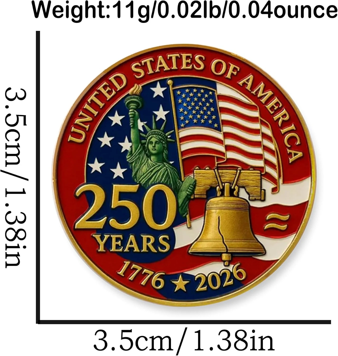 2 Pcs America 250th Birthday Enamel Pins,250 years Anniversary Metal Gold Plated
