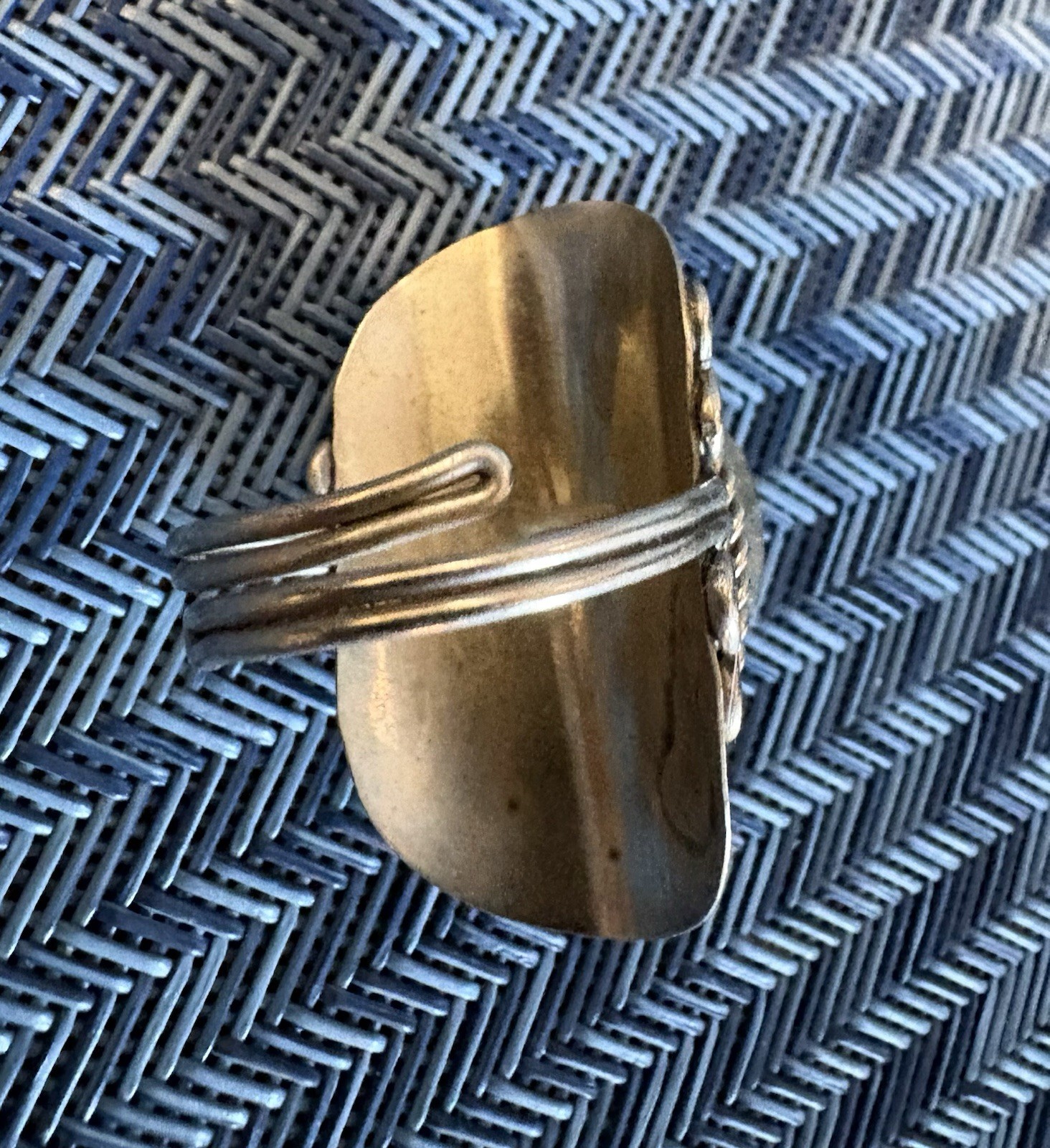 Gorgeous Handmade Adjustable Silver Ring With Approx 1” Oval Cabochon.