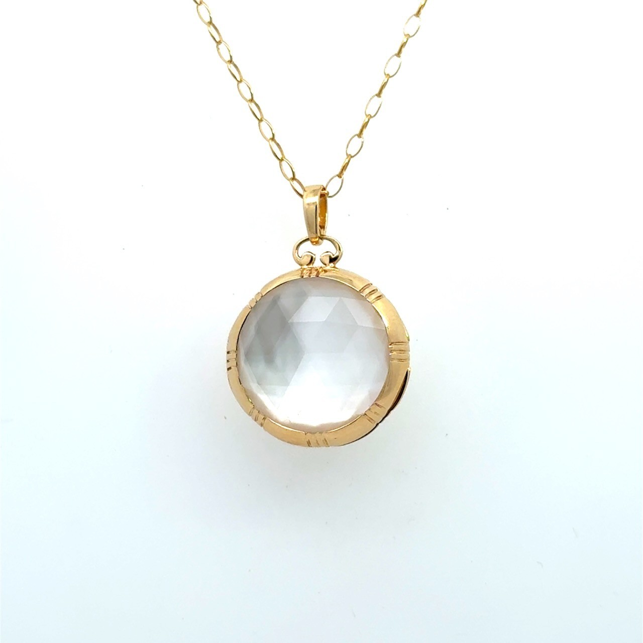 Monica Rich Kosann Mother of Pearl Locket 18KT Gold Necklace