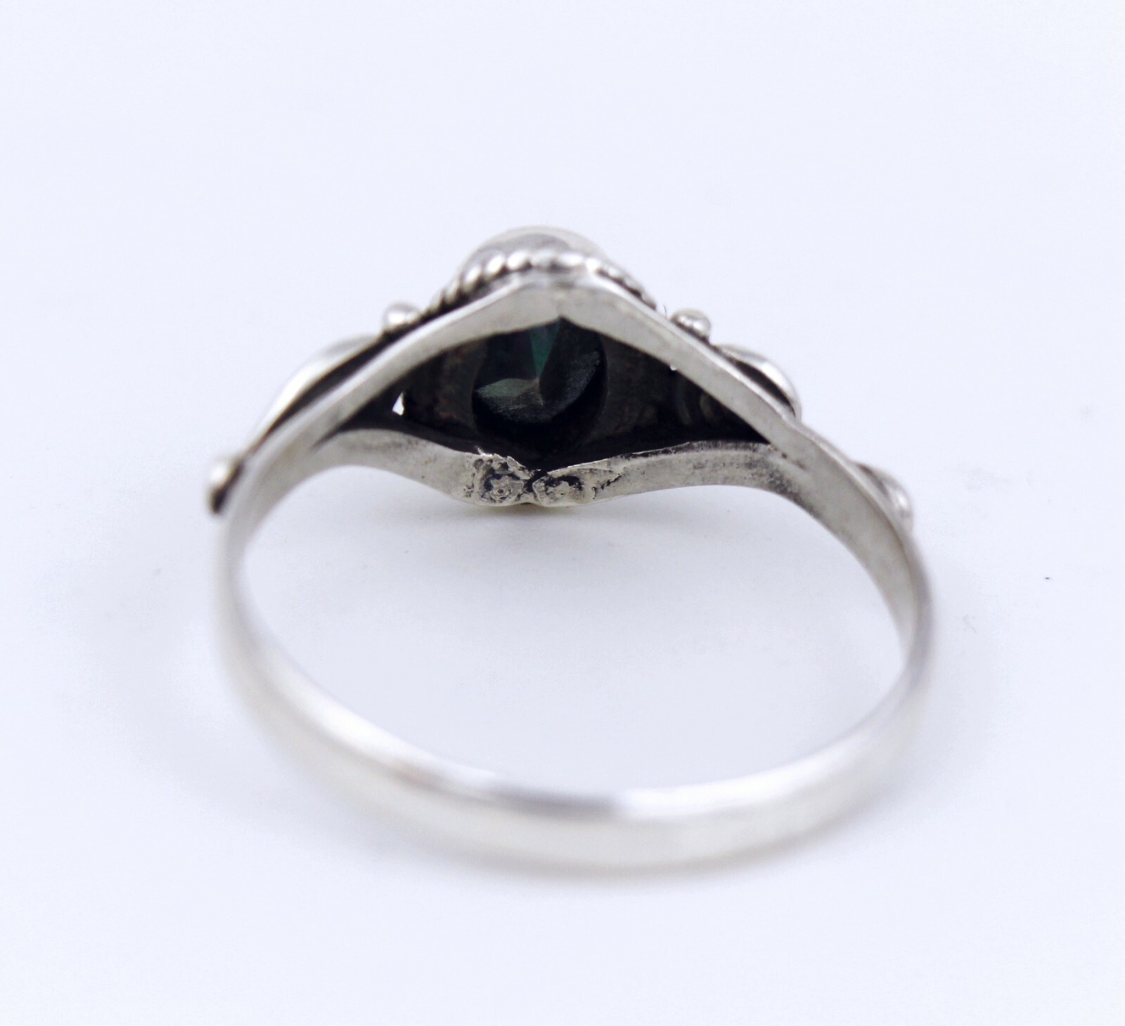 Women Girl sterling silver Nature Rainbow Flame Aura Quartz Crystal Stone Ring 7