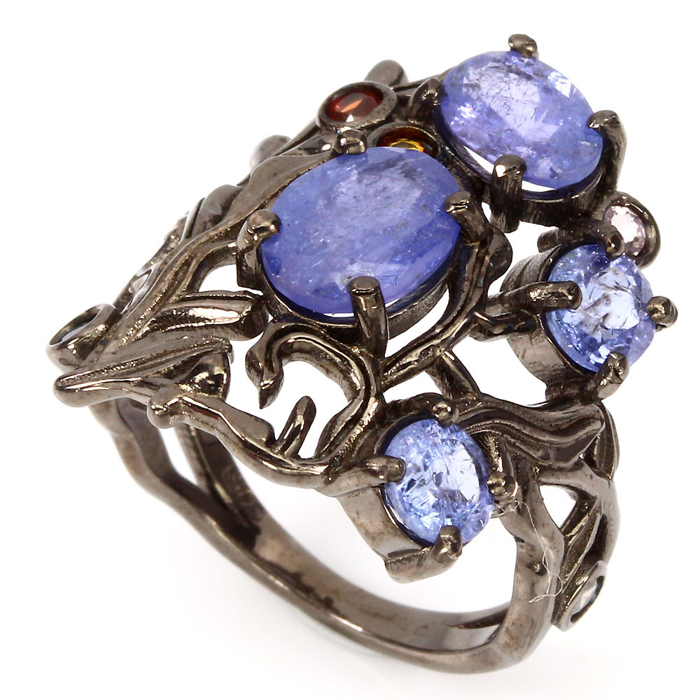 925 Sterling Silver Ring Oval Blue Tanzanite 8x6mm Natural Gemstone Jewelry