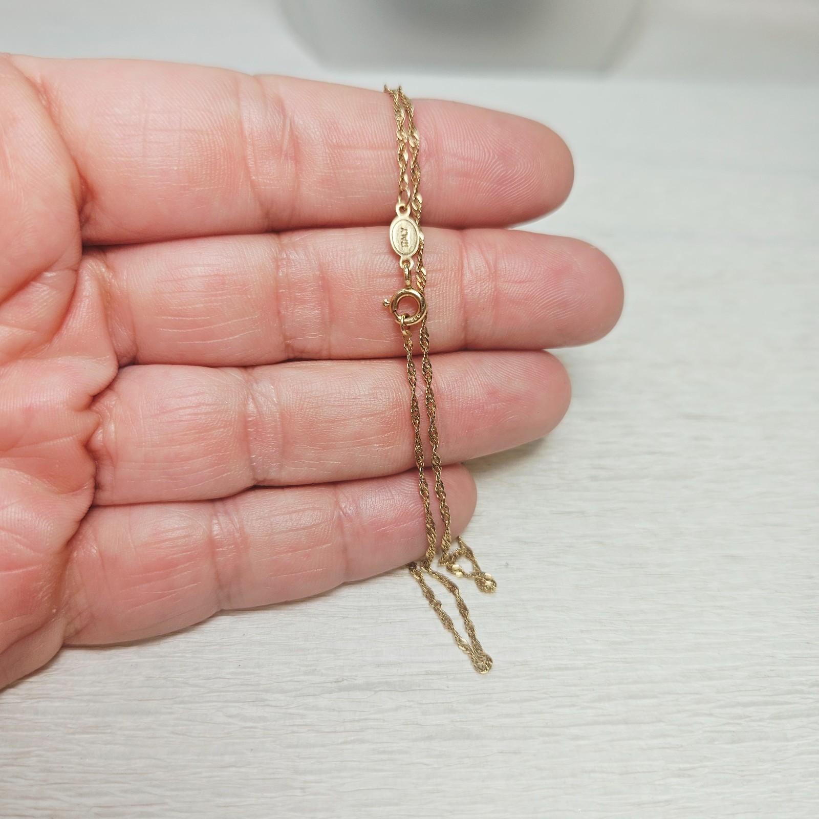 14k 585 Yellow Gold Singapore 16″ Chain 1.2mm Necklace Italy 1.4gr