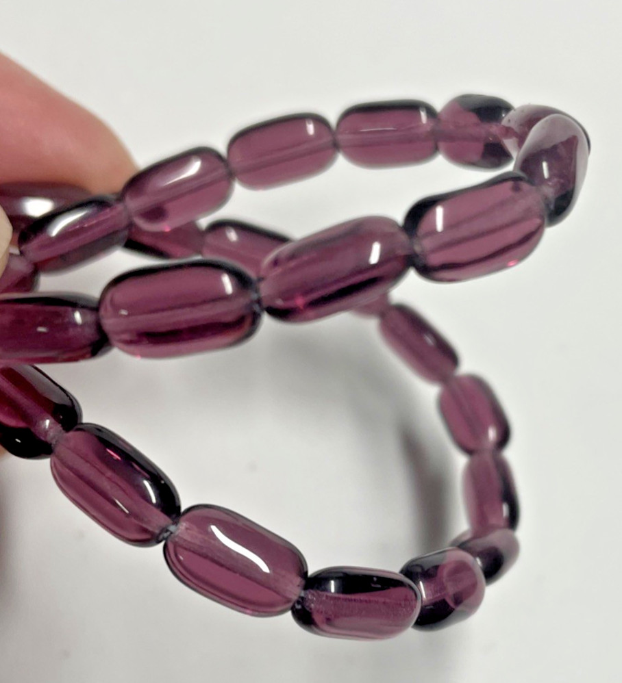 Transp. Amethyst Flat Oval Pressed Glass Beads, Approx. 25 Beads and 10x6MM