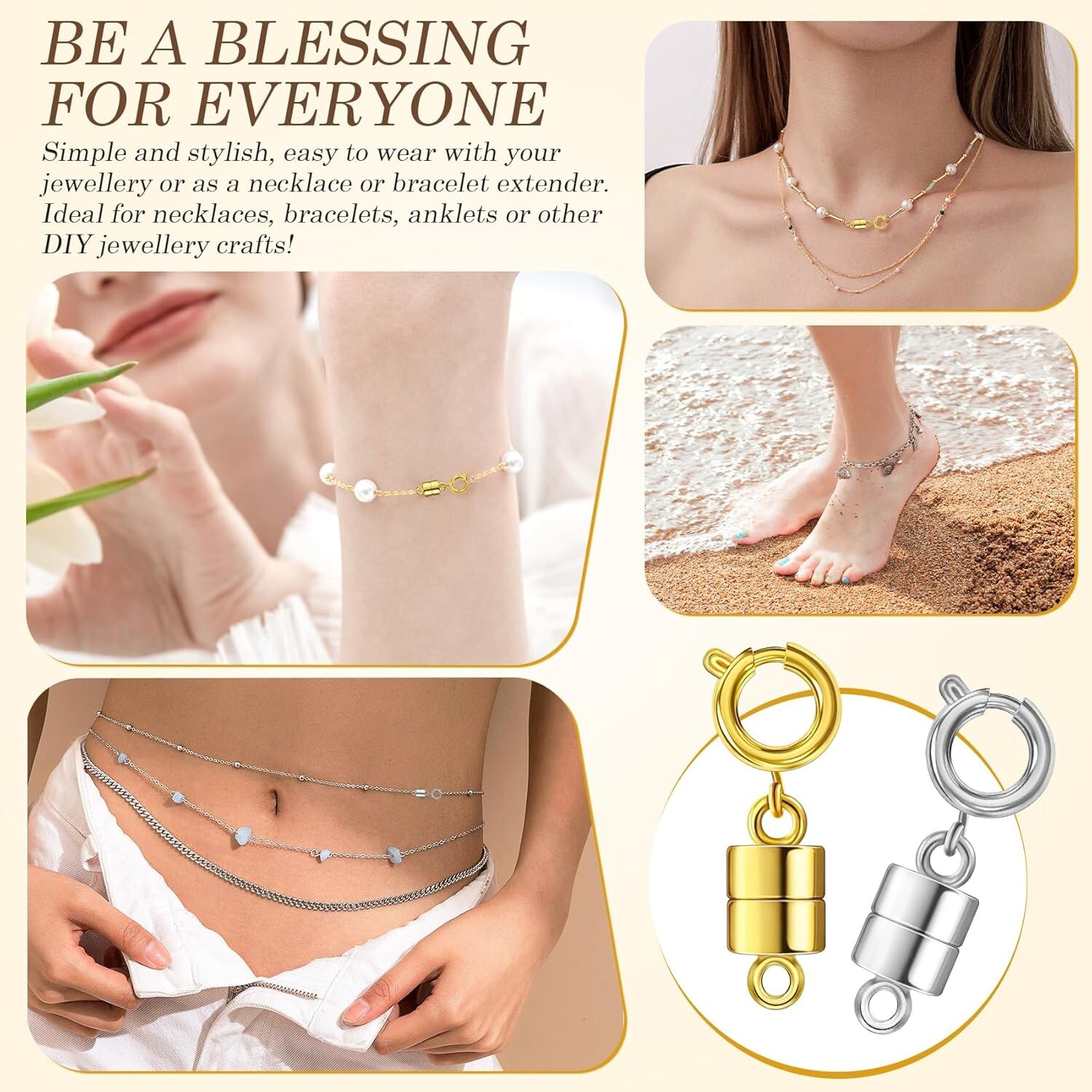 12/24Pcs Cylindrical Magnetic Clasps &Closures DIY Bracelet Necklace Jewelry UK