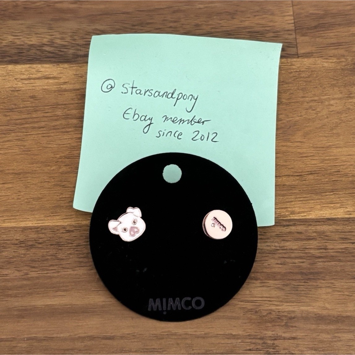 Mimco Peggy Pig Stud Earrings Rose Gold Plated, Butterfly Back sold out