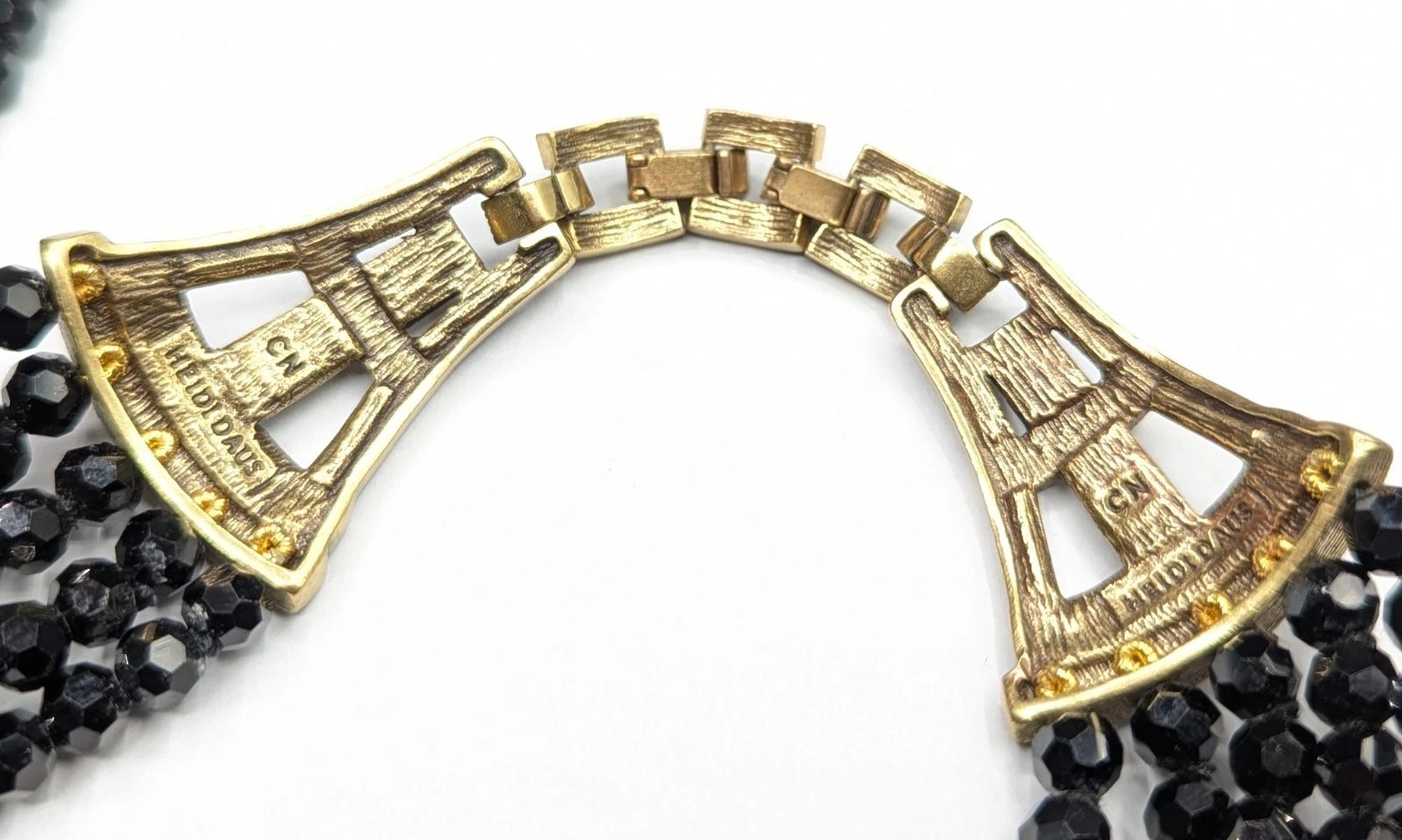 HEIDI DAUS Deco Master Clasp Beaded Black Glass Crystal Rhinestone NECKLACE ONLY