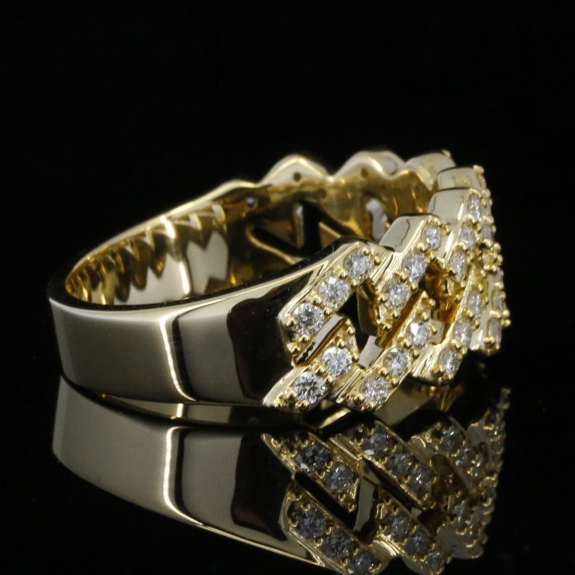 Delightful Engagement Ring 2CT Simulated Diamond Cuban Link Ring 14K Gold Plated