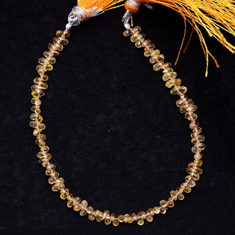 125 Pcs Natural Yellow Sapphire 3mm-4mm Drilled Briolettes Loose Gemstones Lot