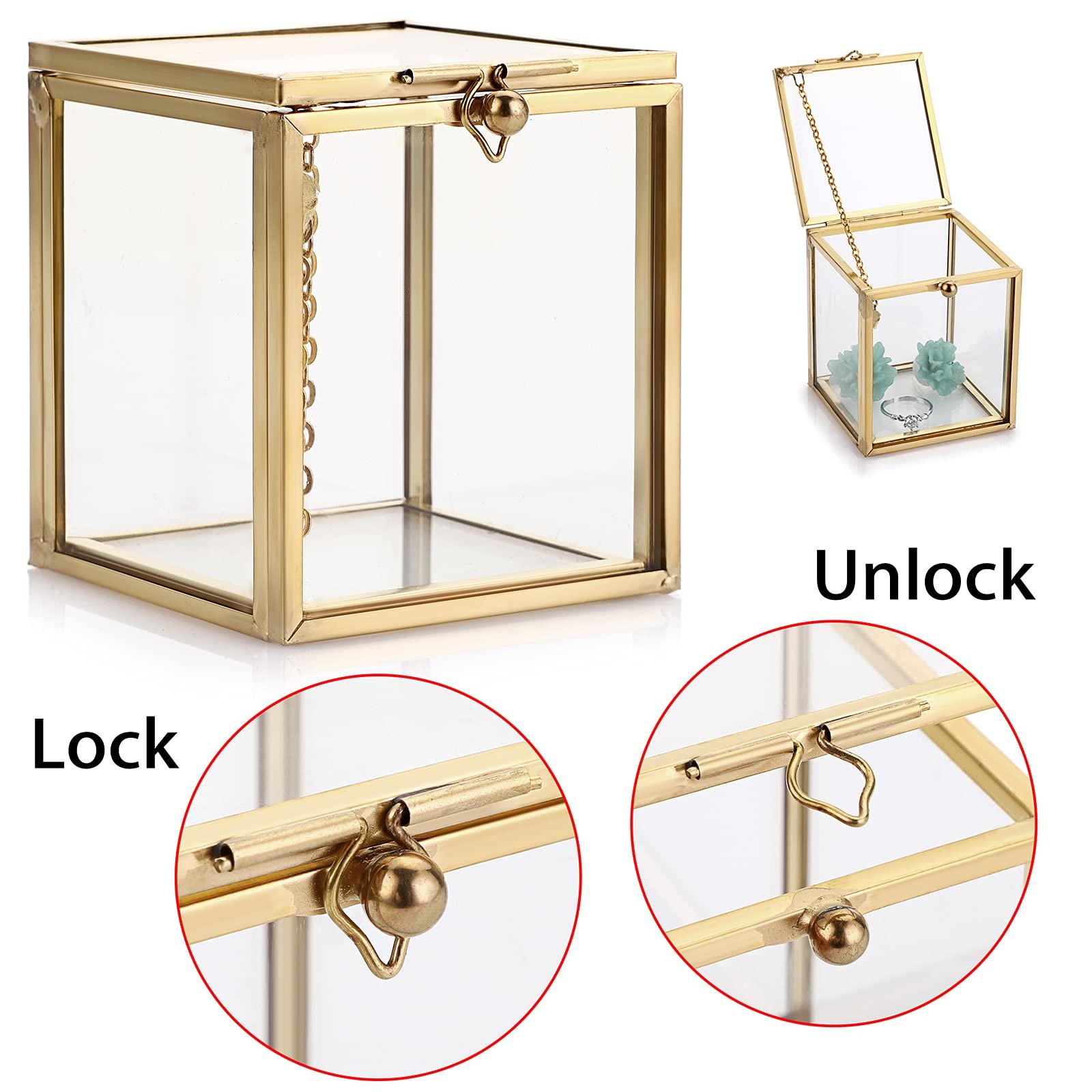 Hipiwe 2 Packs Vintage Glass Jewelry X-Small, 2.3″x 2.7″, Gold