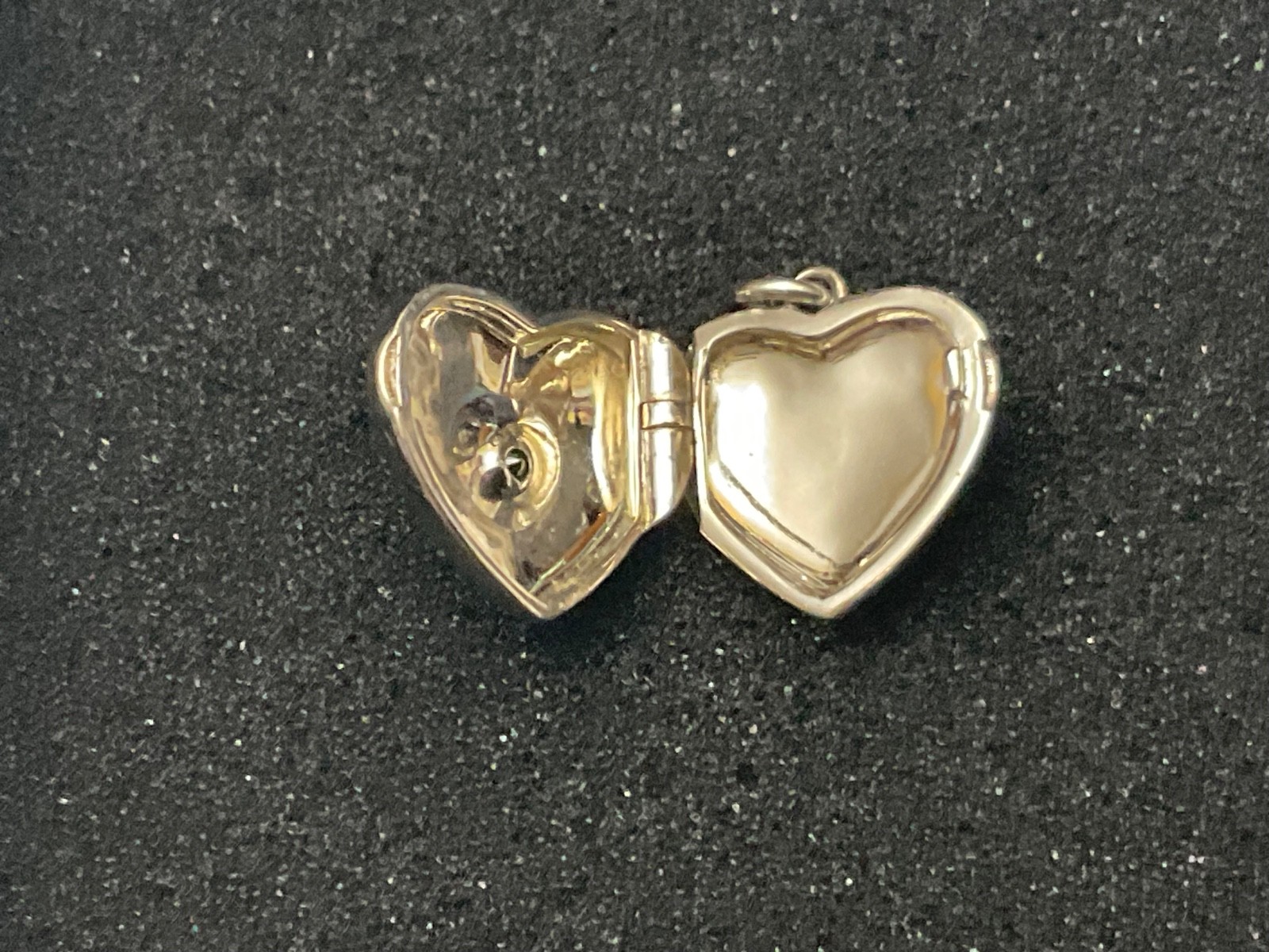 Sterling Heart Locket Pendant Signed YL 925 Rev. Emerald Gemstone