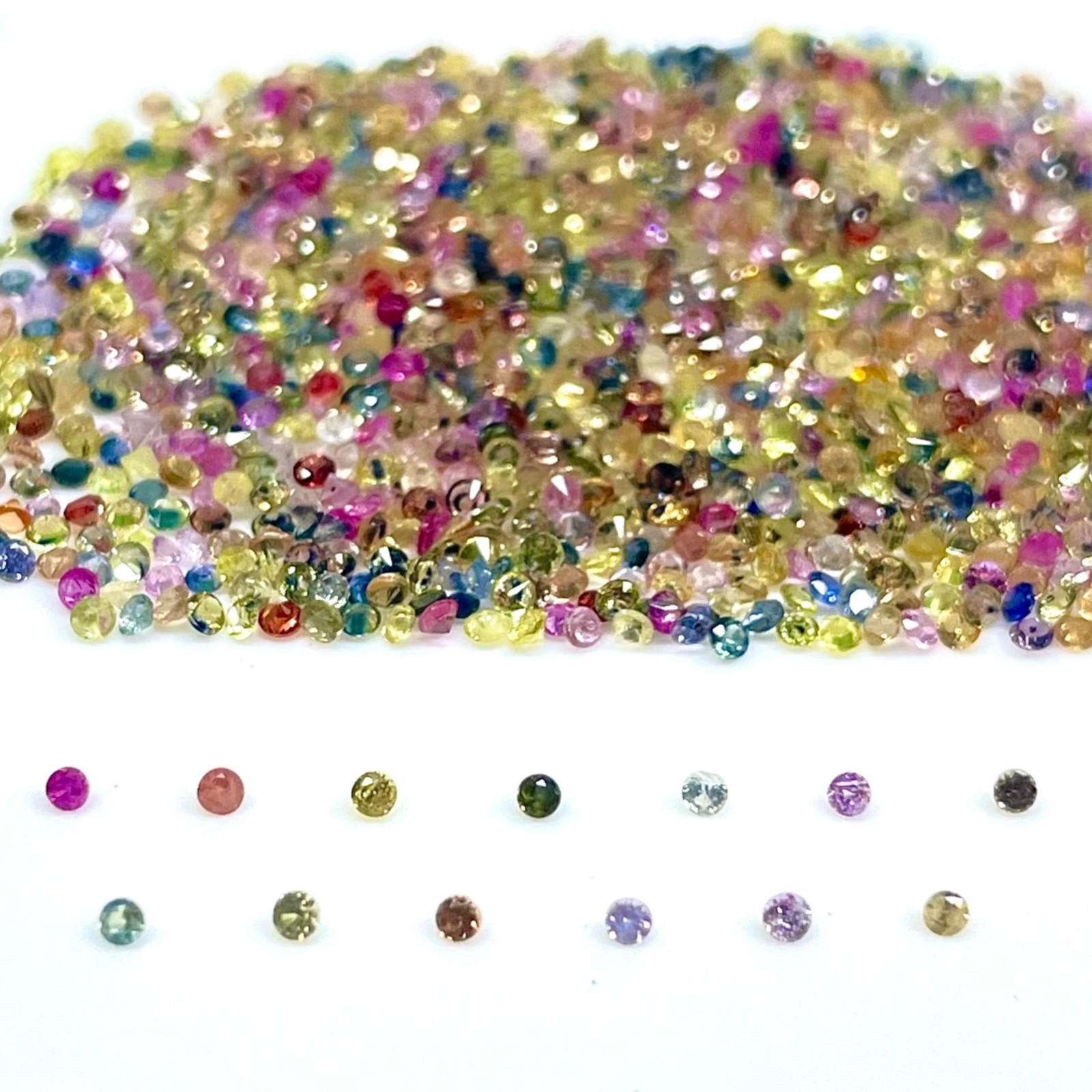 100 Pcs Natural Multi Sapphire 1.2-1.3mm Round Diamond Cut Loose Tiny Gemstones