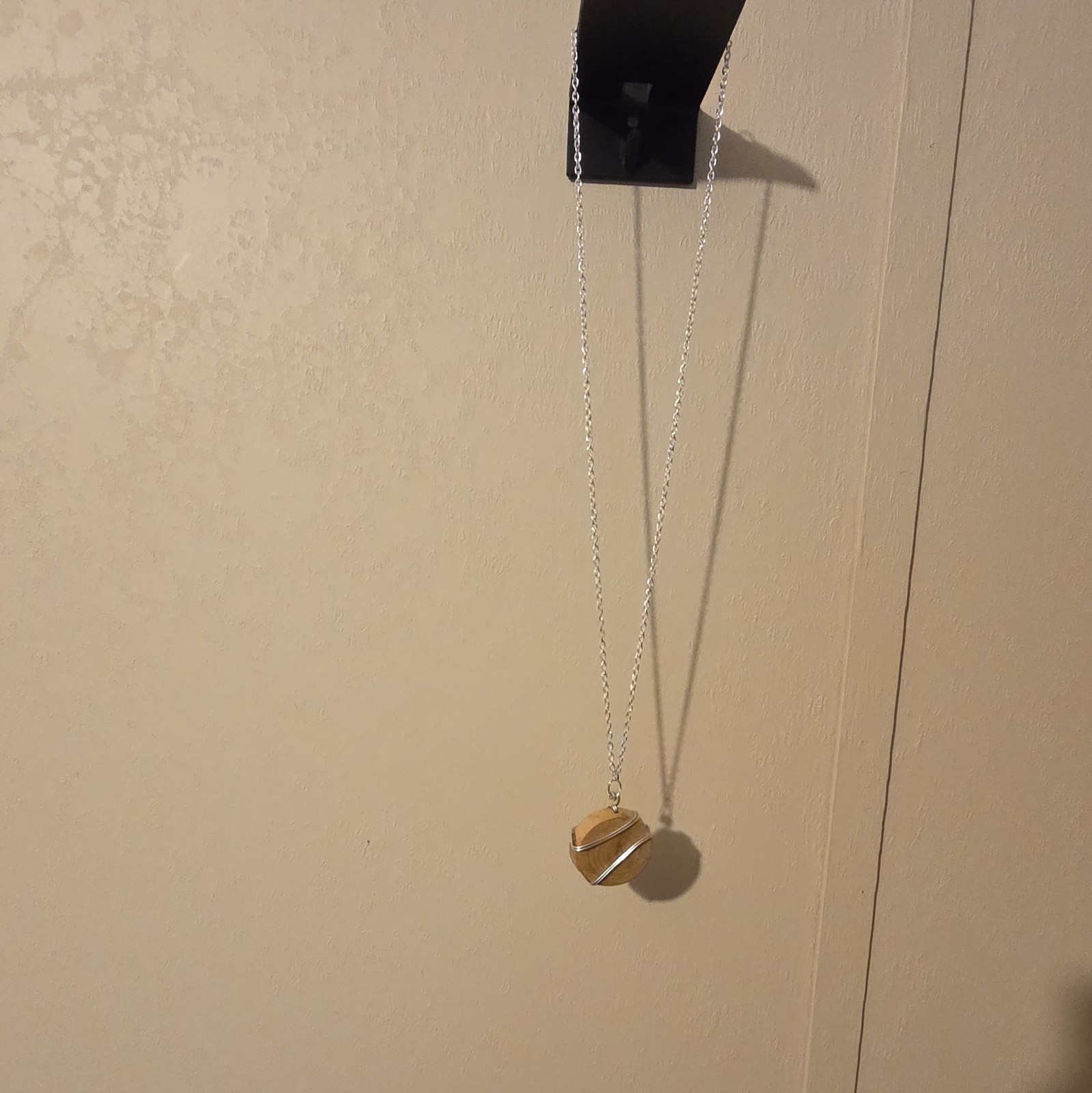 Handmade Natural Wood Pendant Necklace Wire Wrapped Boho Artisan Jewelry