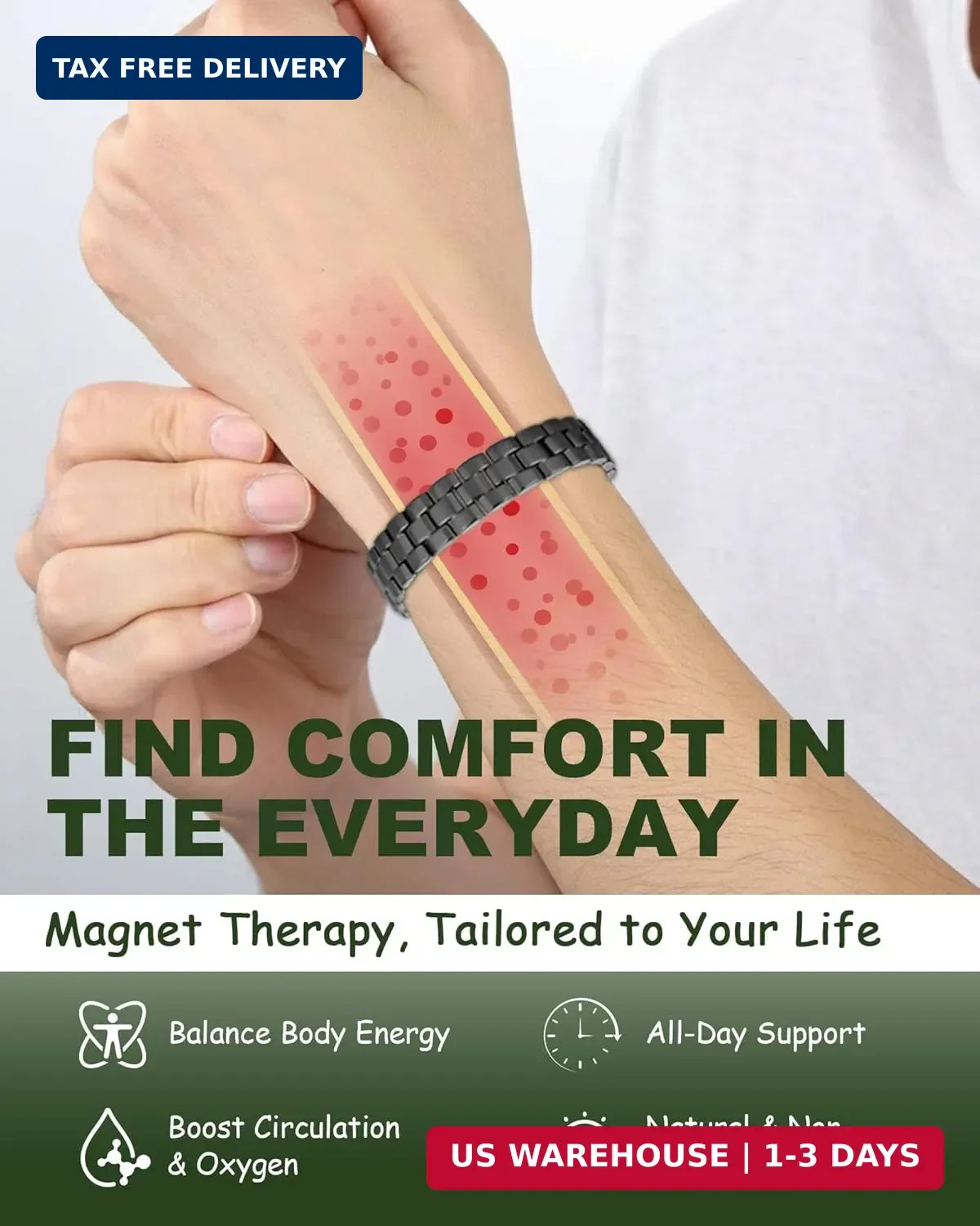 MagEnergy Mens Copper Magnetic Bracelets, 99.9% Pure Copper Bracelet with Double