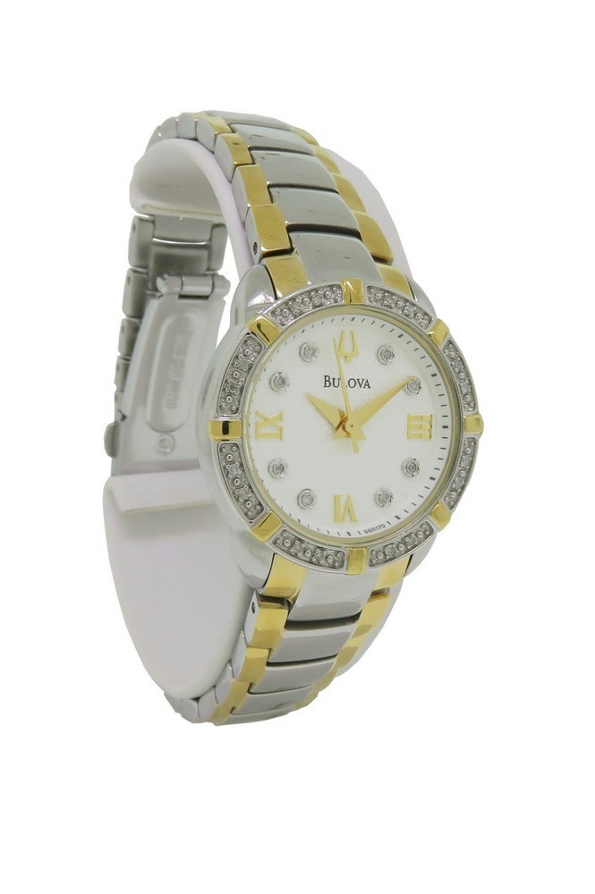 Bulova Diamond 98R170 Women’s Round Analog Roman Numeral Stainless Steel Watch