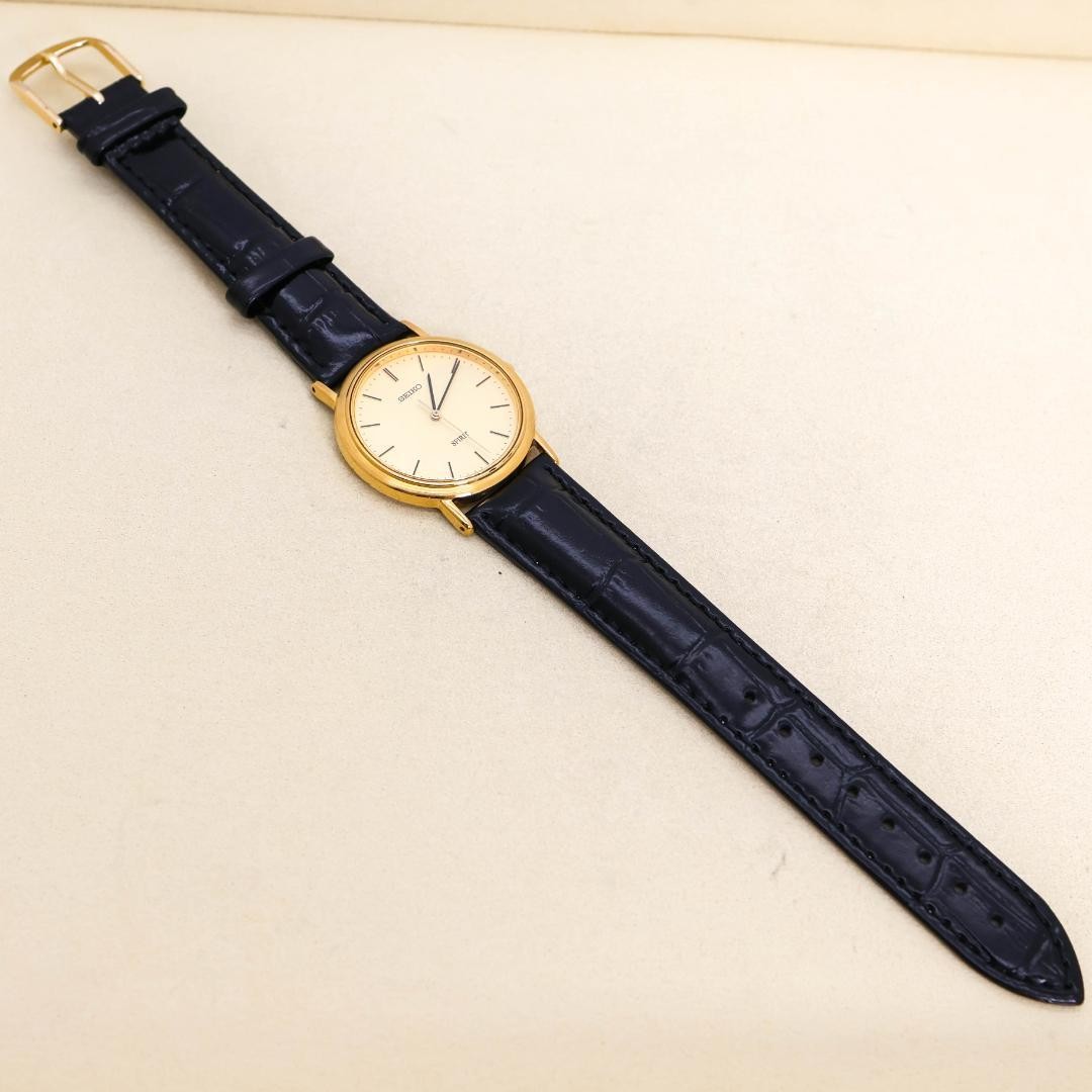 Working SEIKO SPIRIT wristwatch, gold, Kanto Railway engraving, rare item, 3416