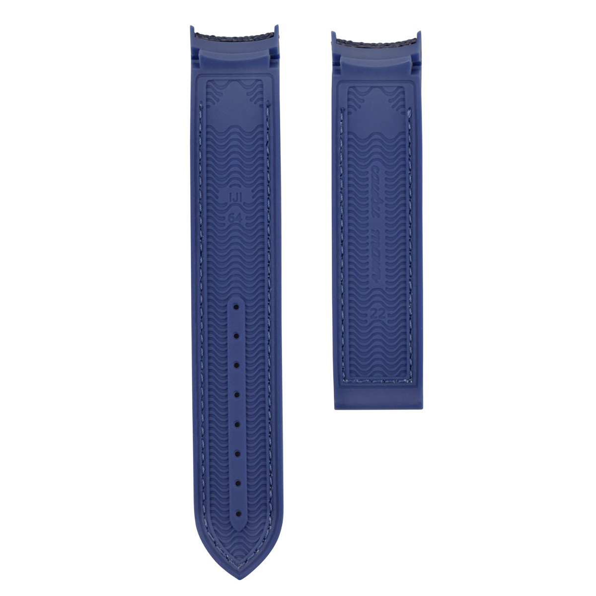 22mm Blue Nylon Rubber Replacement Strap White Stitching For Omega Seamaster