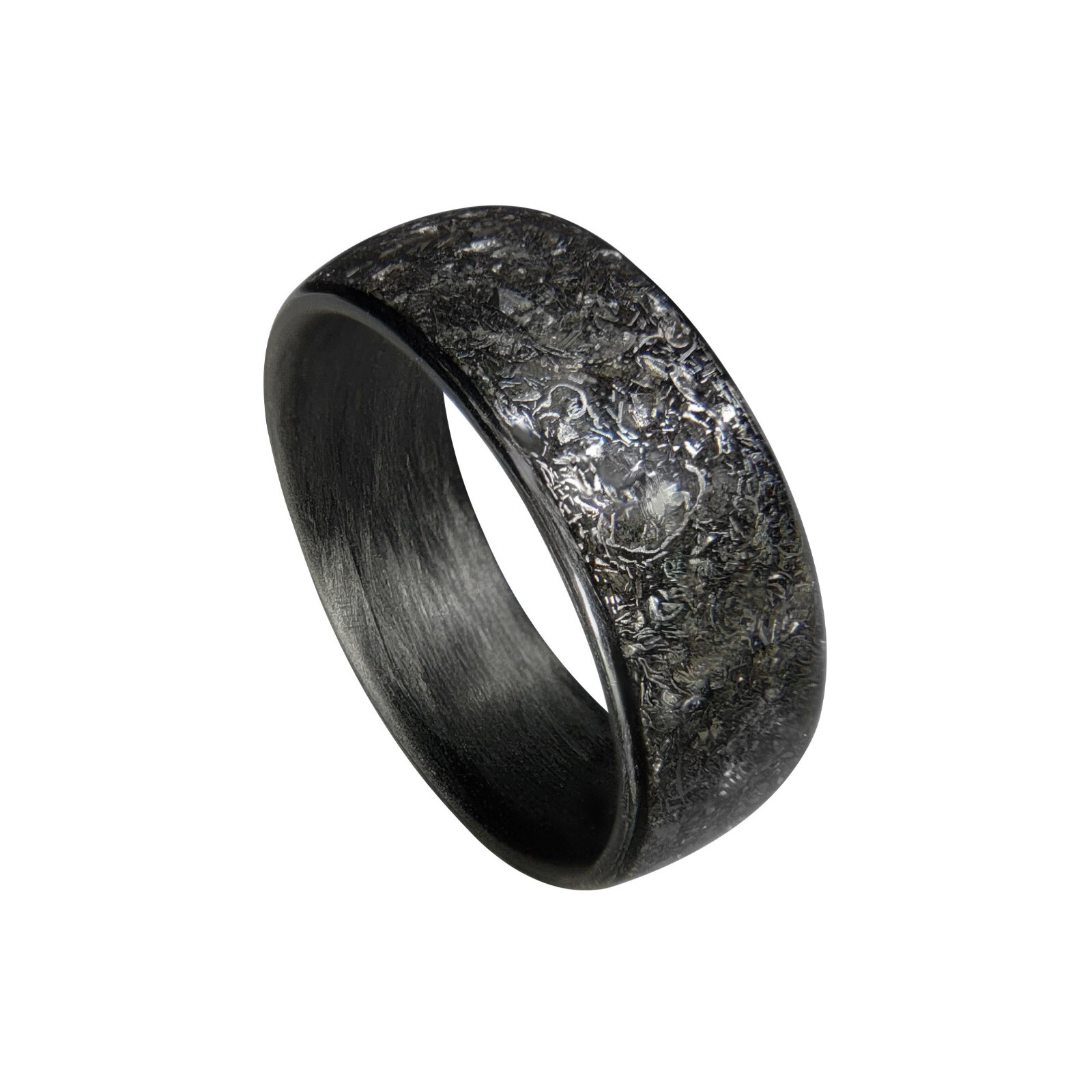 Carbon Fiber Ring with Gibeon Meteorite inlay – Made in USA – Sizes 4-16