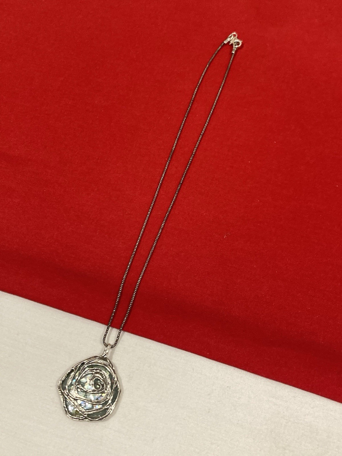 NEW OR PAZ PZ ISRAEL Sterling Silver 925 ROMAN GLASS Pendant Necklace W/BOX COA