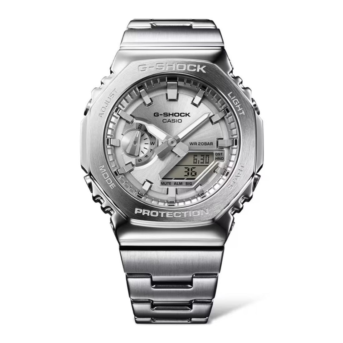 Casio G-Shock G-STEEL 2100 Series Octagonal Silver Dial Quartz Watch GM2110D-7A