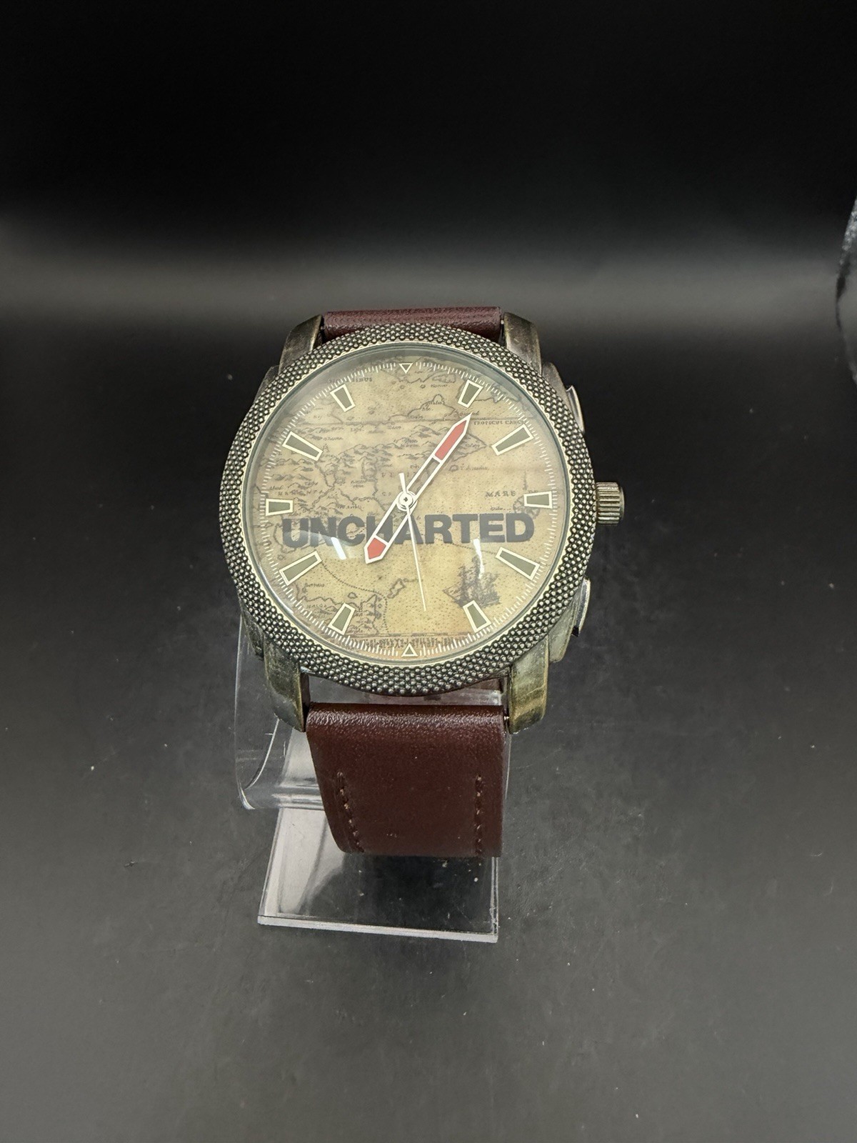 Men’s Sony Uncharted 4 A Thief End Round World Map Dial Brown Leather Watch 07