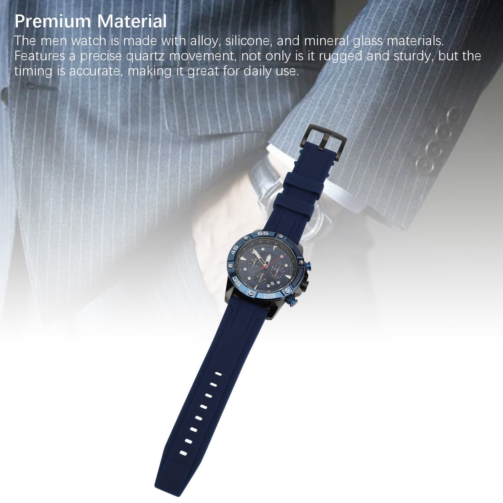 Casual Men Wristwatch Date Multifunctional Quartz Watch For Casual