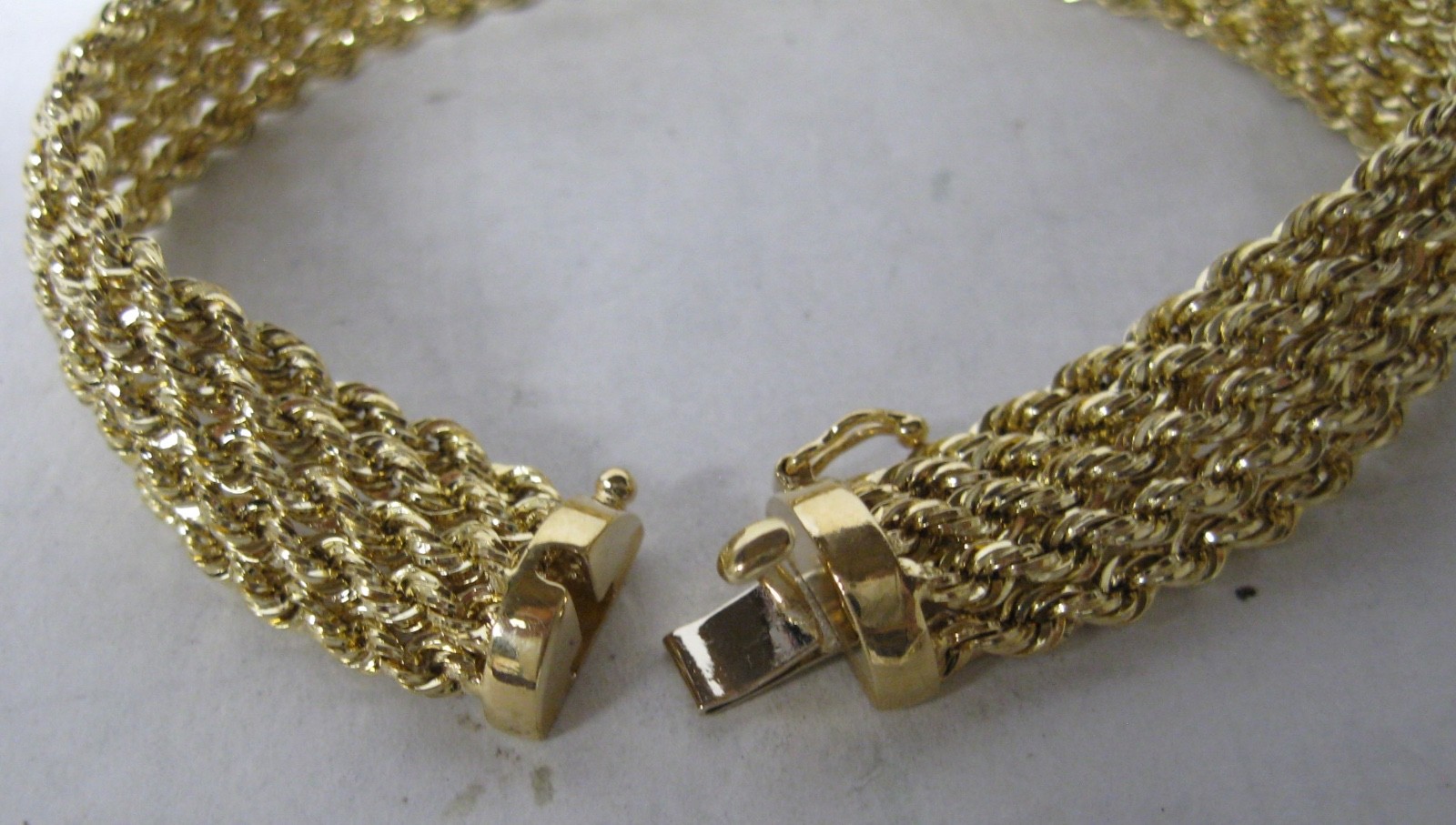14K SOLID GOLD 7..5″ SPARKLING 5 ROW ROPE 11mm BRACELET ITALY 10.6 GRAM NICE