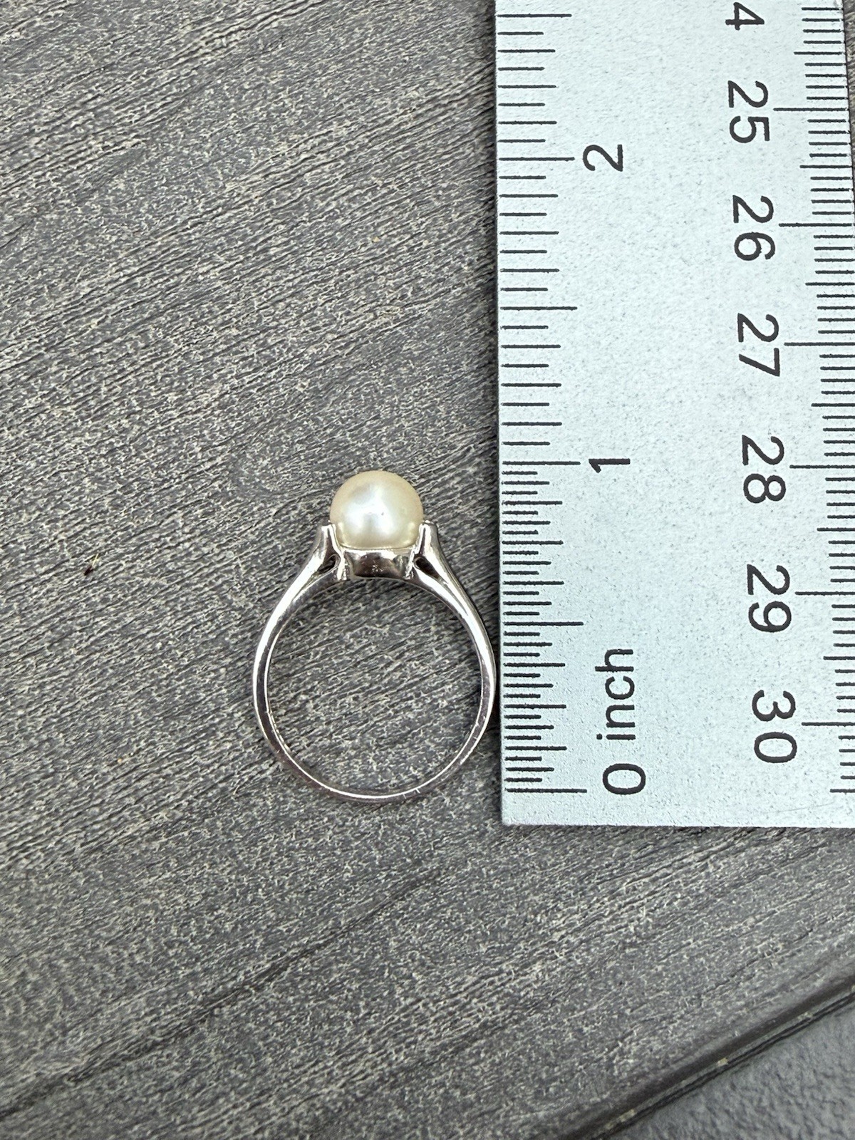 Vintage Retro 10k White Gold 7mm Cultured Pearl ESEMCO Ring 6 Split Prong MCM
