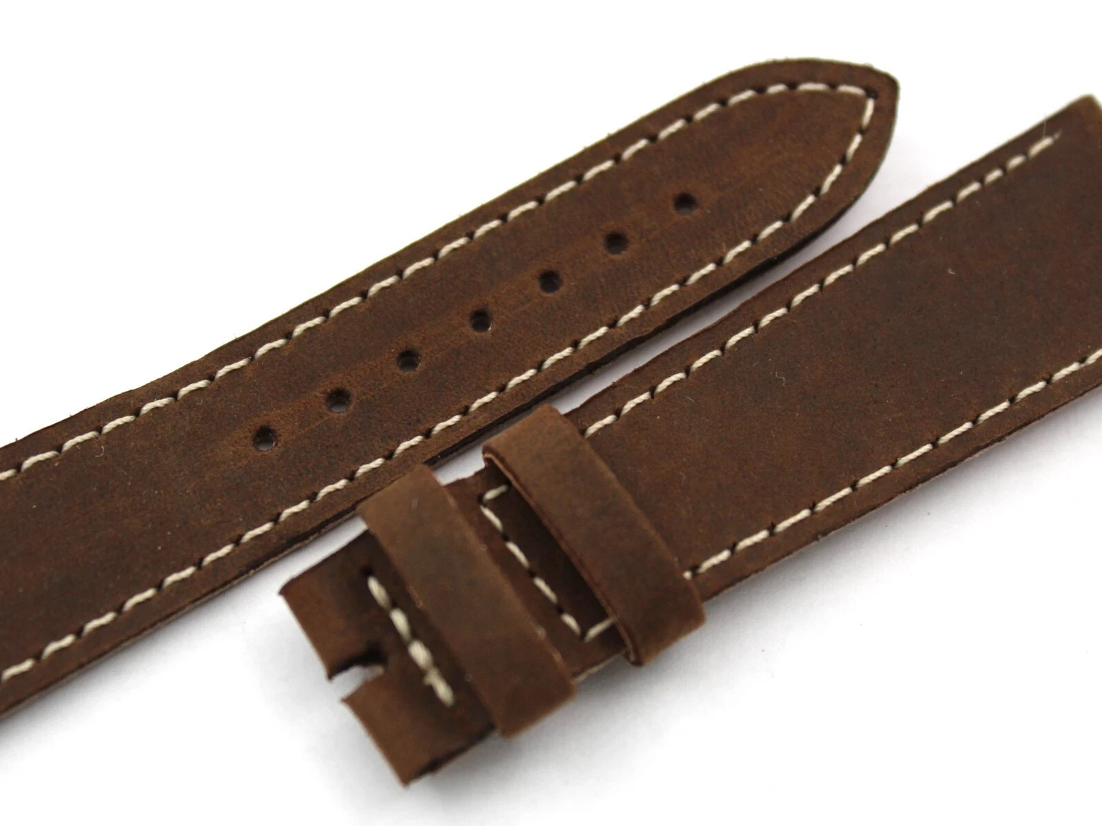 Genuine Leather Strap Dark Brown 20/16mm Made Italy Handmade Spare Parts New