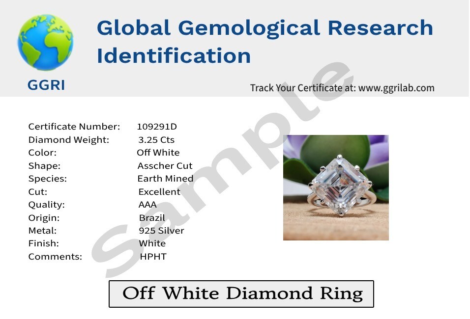 14 Ct Certified Treated Elegant Off White Diamond Solitaire Ring, 925 Silver