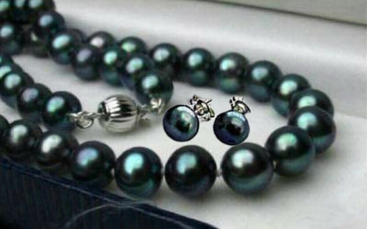 5 Colors Real Natural Multicolor Cultured Pearl Necklace Earrings Set 14-48 In