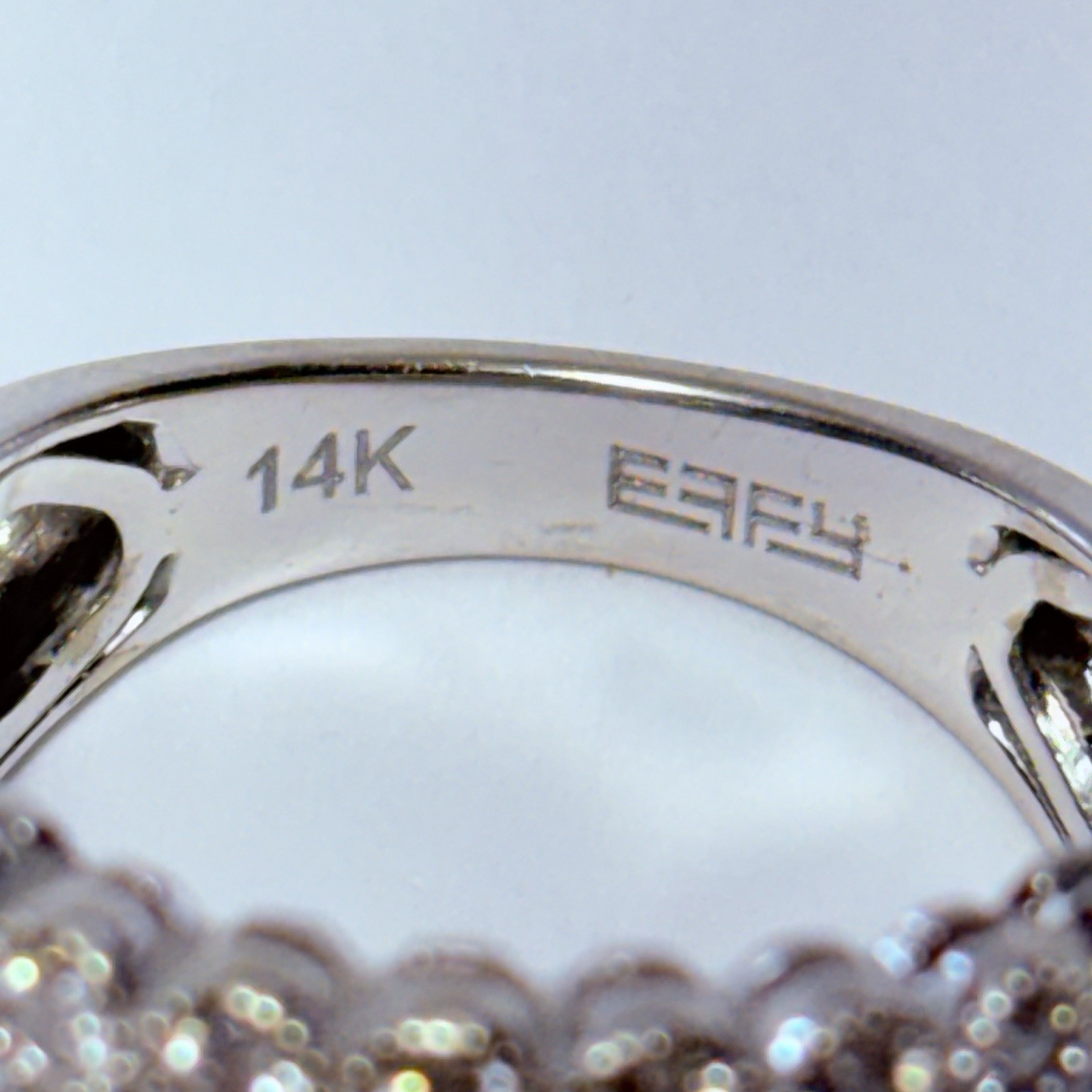 EFFY 14K White Gold Multi Row 0.76ctw Diamond Size 7.25 Band Ring 6.5g