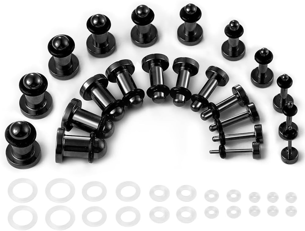 18g-00g 0.5mm Increments Stainless Steel Ear Stretching Kit, 11mm-16mm Dead S…